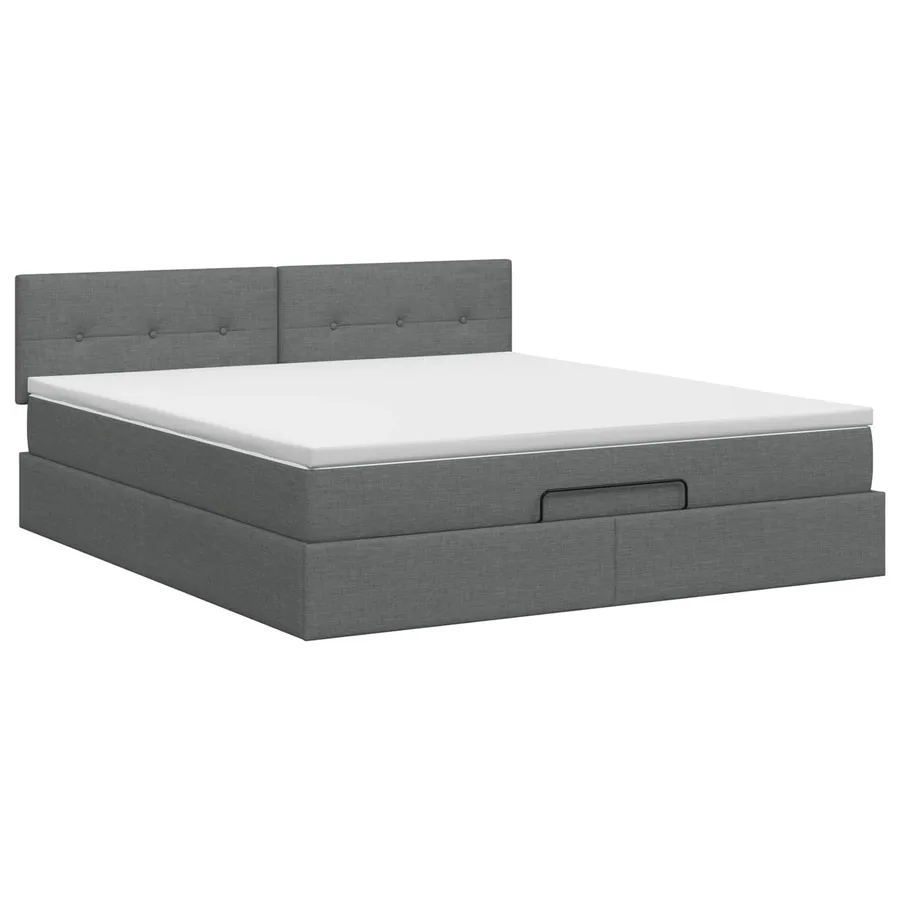 Lit ottoman avec matelas Gris foncé 140 x 190 cm Tissu - 4