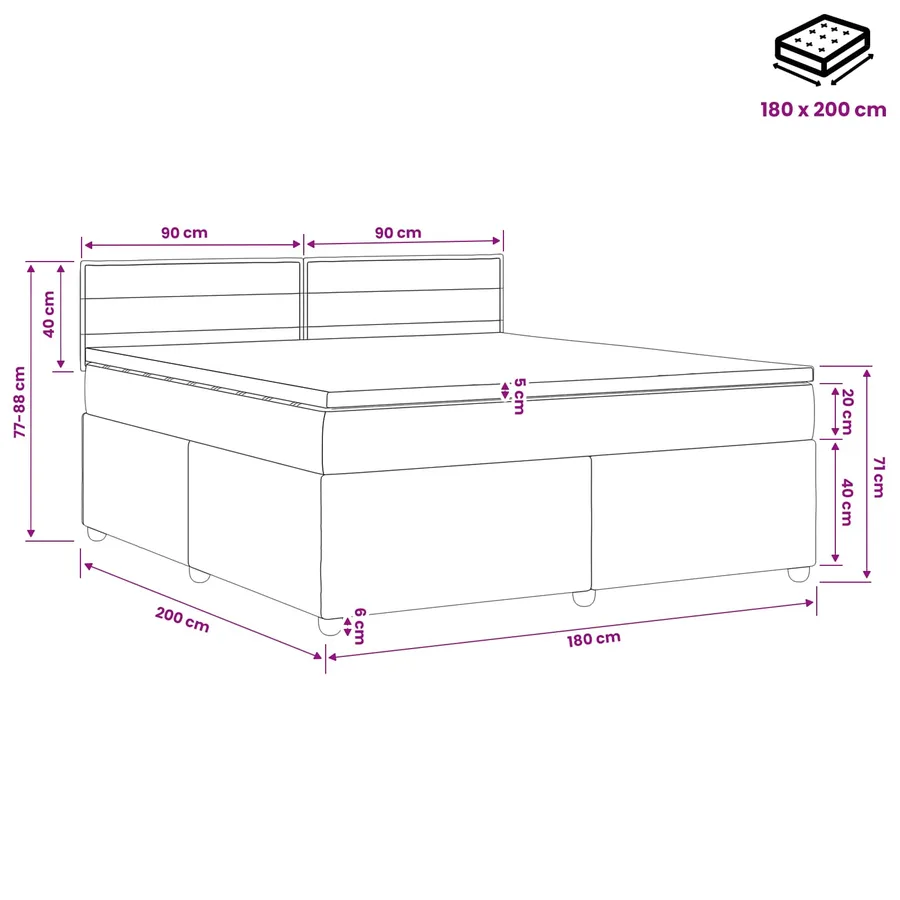 Lit boxspring avec matelas Bleu 180 x 200 cm Tissu - 10