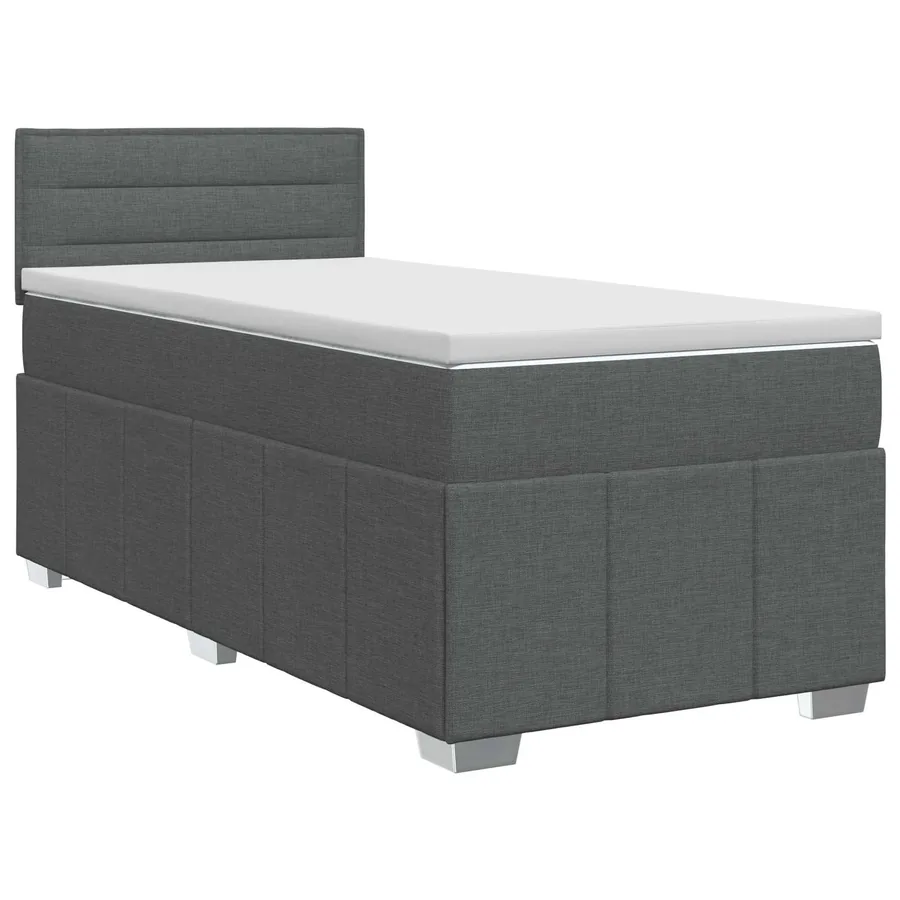 Lit boxspring avec matelas Gris foncé 90 x 200 cm Tissu