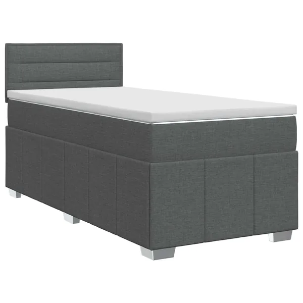 Lit boxspring avec matelas Gris foncé 90 x 200 cm Tissu