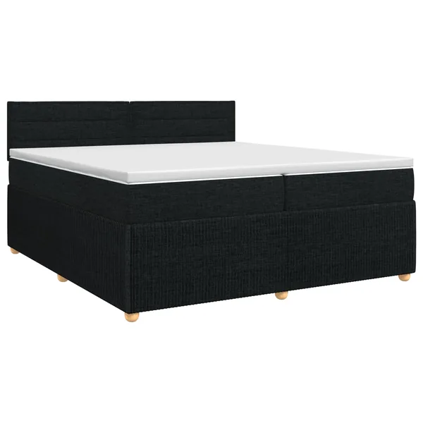 Lit boxspring avec matelas Noir 200 x 200 cm Tissu