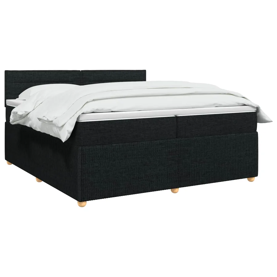 Lit boxspring avec matelas Noir 200 x 200 cm Tissu - 2