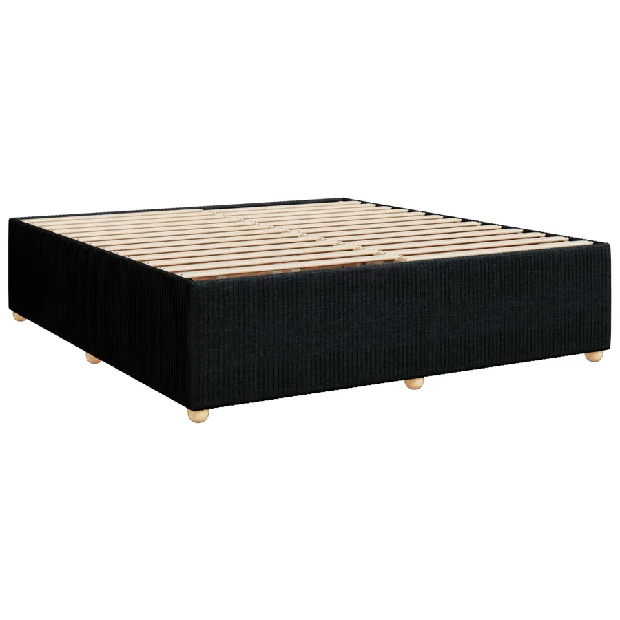 Lit boxspring avec matelas Noir 200 x 200 cm Tissu - 4