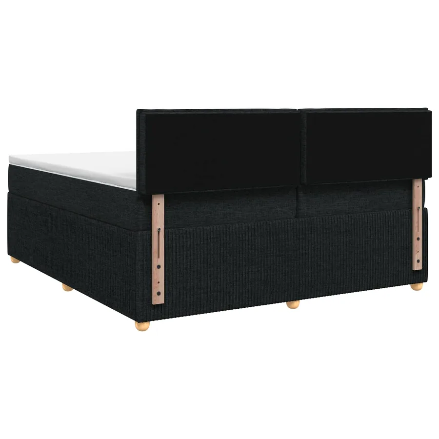 Lit boxspring avec matelas Noir 200 x 200 cm Tissu - 7