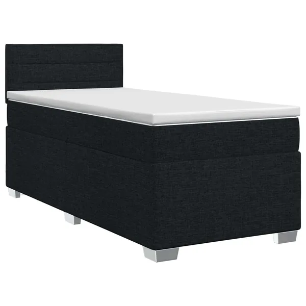 Lit boxspring avec matelas Noir 90 x 190 cm Tissu