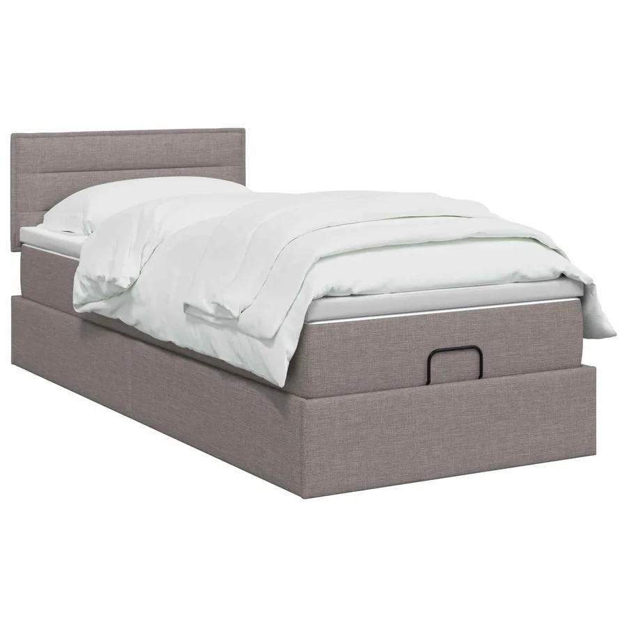Lit ottoman avec matelas Taupe 90 x 200 cm Tissu - 2