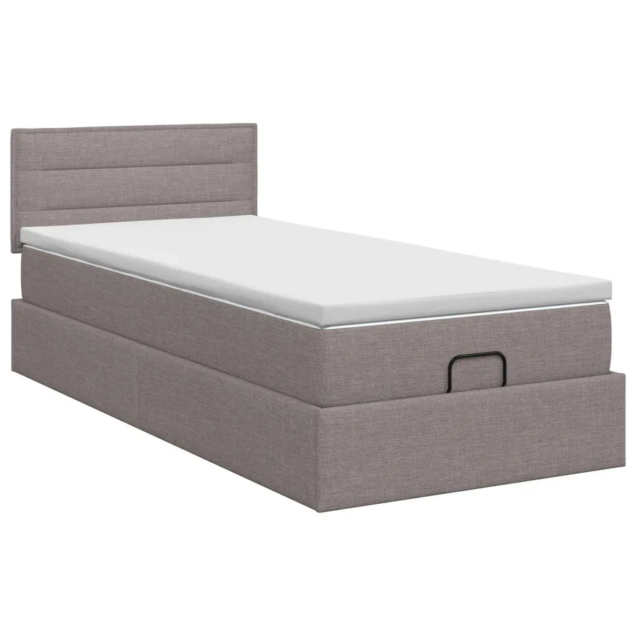 Lit ottoman avec matelas Taupe 90 x 200 cm Tissu - 7