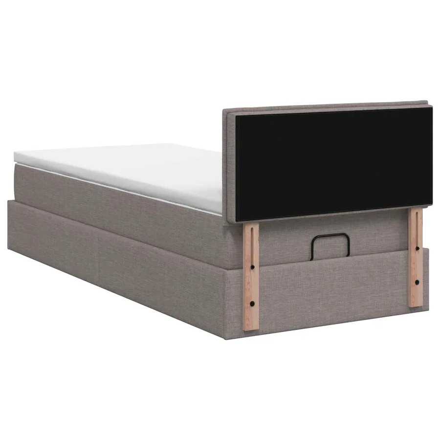 Lit ottoman avec matelas Taupe 90 x 200 cm Tissu - 8