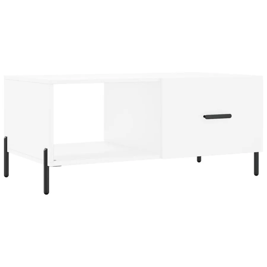 Table basse blanc 90x50x40 cm bois d'ingénierie - 2