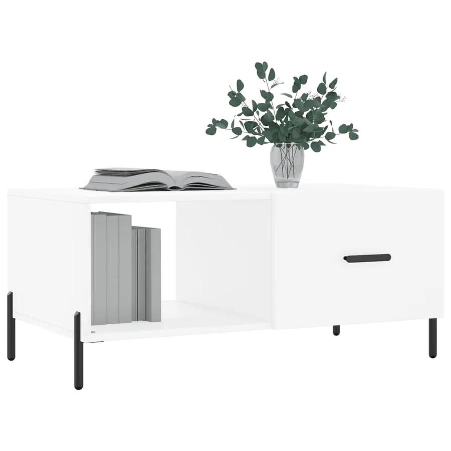 Table basse blanc 90x50x40 cm bois d'ingénierie - 3
