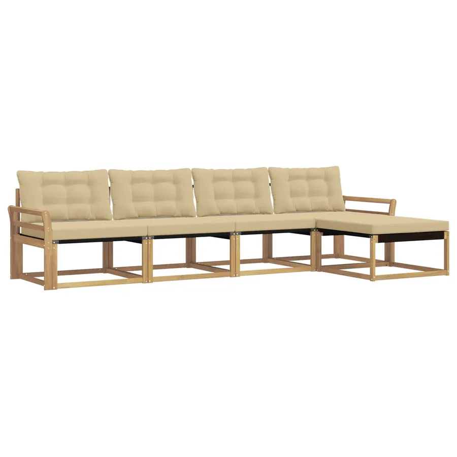 Ensemble de canapés d'extérieur 5 pcs Blanc et Beige - 2