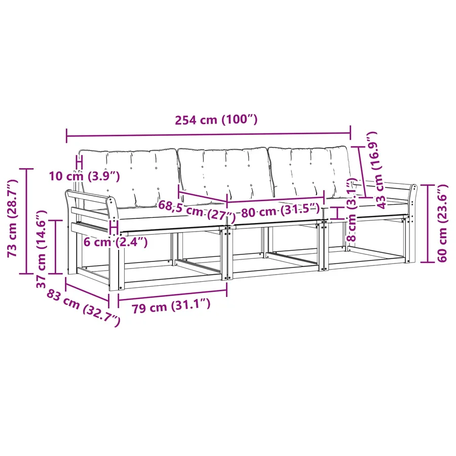Ensemble de canapés d'extérieur 3 pcs Blanc et gris clair - 6