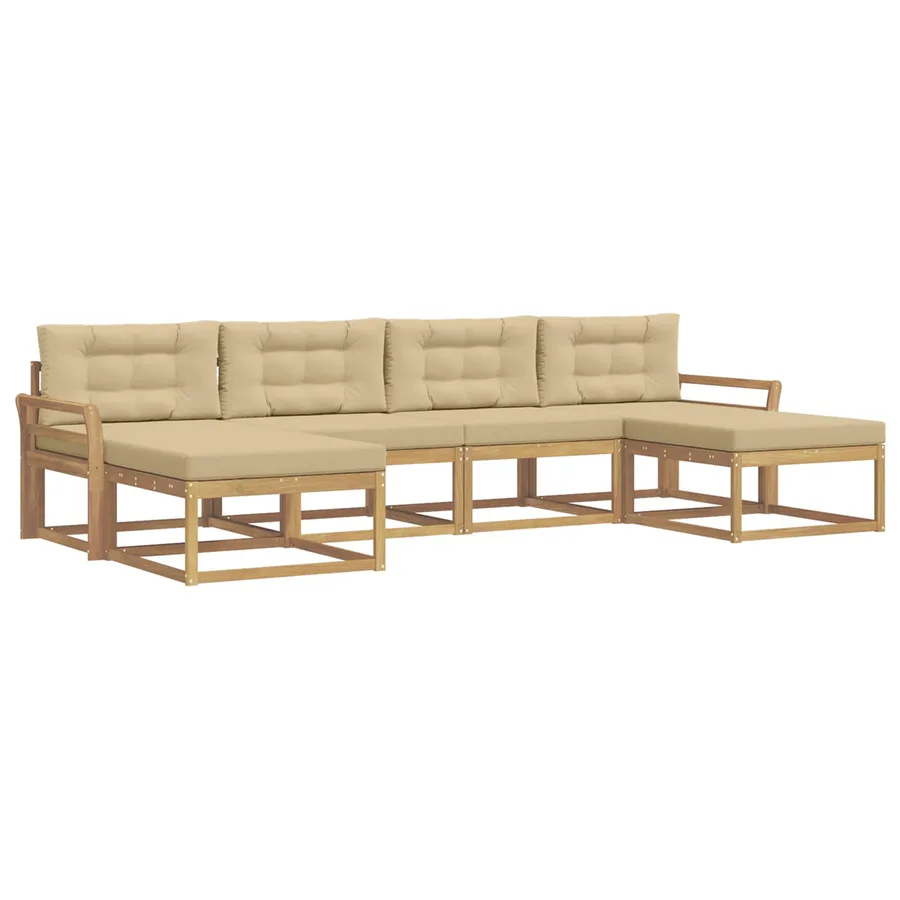 Ensemble de canapés d'extérieur 6 pcs Blanc et Beige - 2