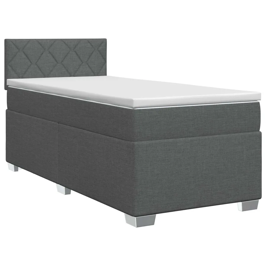 Lit boxspring avec matelas Gris foncé 90 x 200 cm Tissu