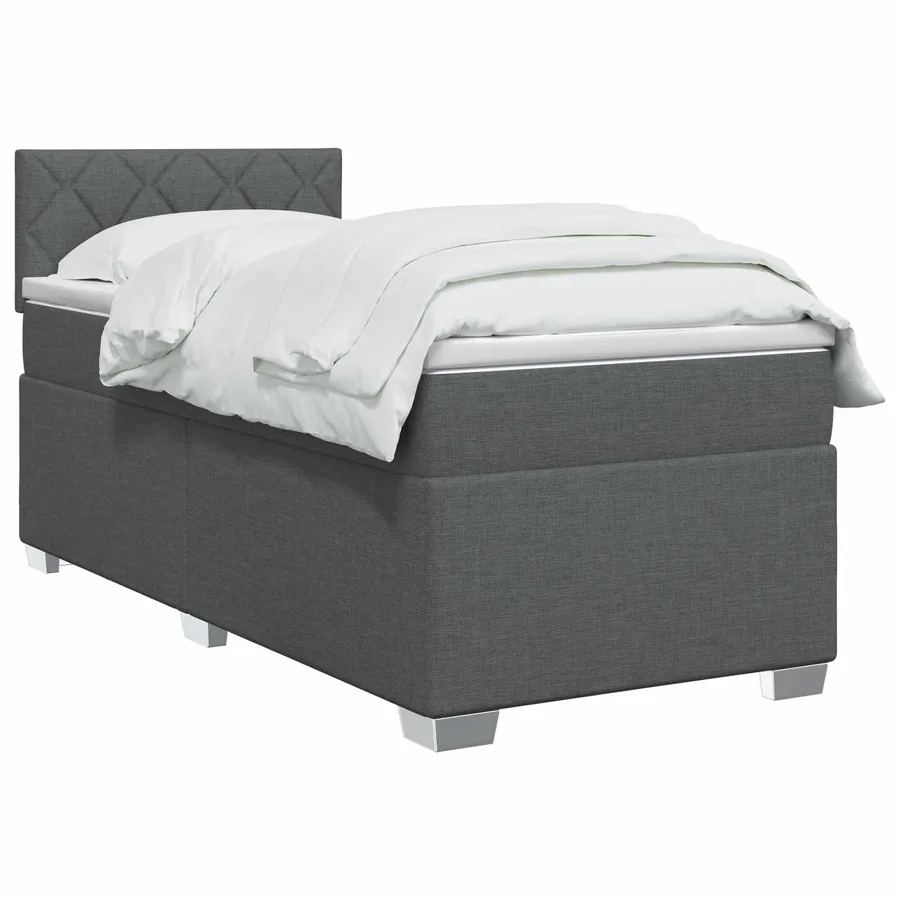 Lit boxspring avec matelas Gris foncé 90 x 200 cm Tissu - 2