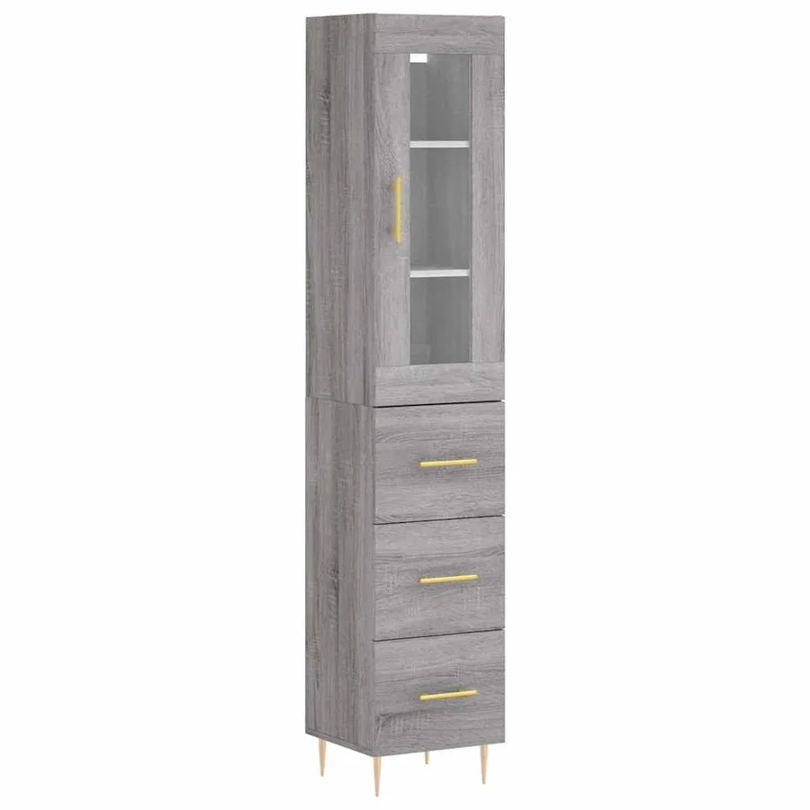 Buffet haut Sonoma gris 34,5x34x180 cm Bois d'ingénierie - 2