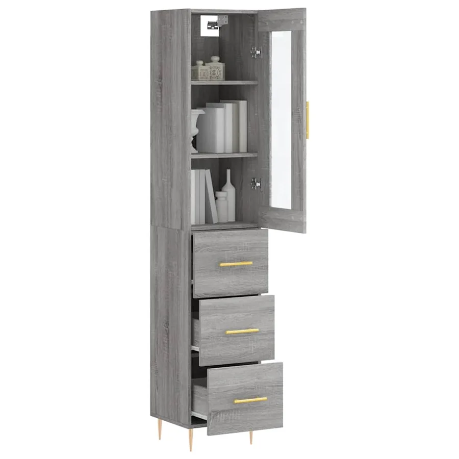 Buffet haut Sonoma gris 34,5x34x180 cm Bois d'ingénierie - 3