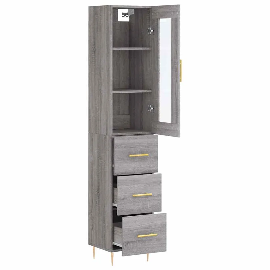 Buffet haut Sonoma gris 34,5x34x180 cm Bois d'ingénierie - 4
