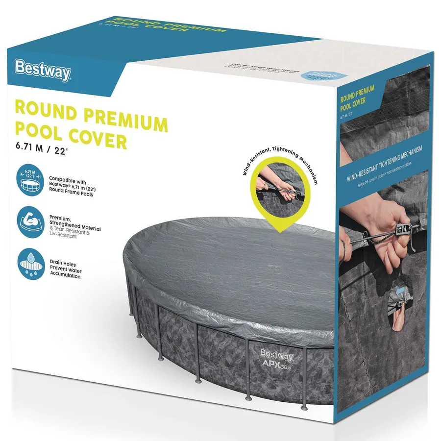 Bestway Couverture de piscine 1 Ø6,10 m Rond Polyester Gris for - 3
