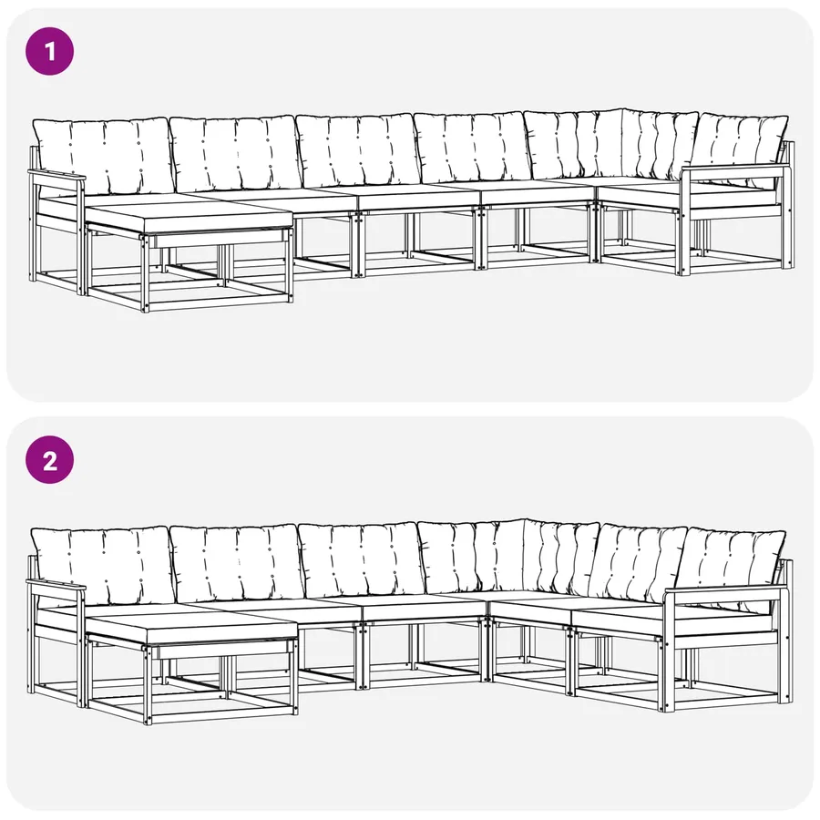 Ensemble de canapés d'extérieur 7 pcs Blanc et noir - 8