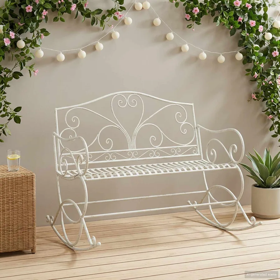 Banc de jardin Blanc antique Acier