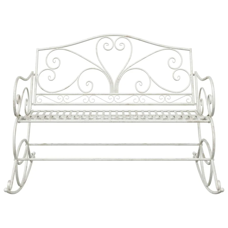 Banc de jardin Blanc antique Acier - 3