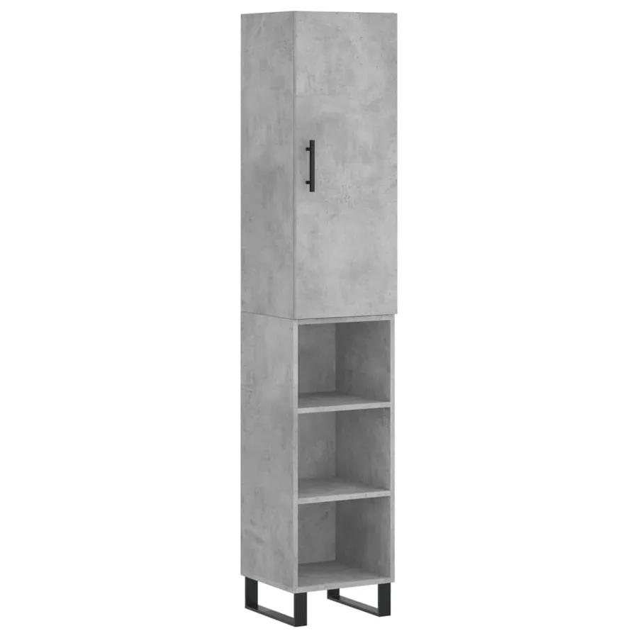 Buffet haut Gris béton 34,5x34x180 cm Bois d'ingénierie - 2
