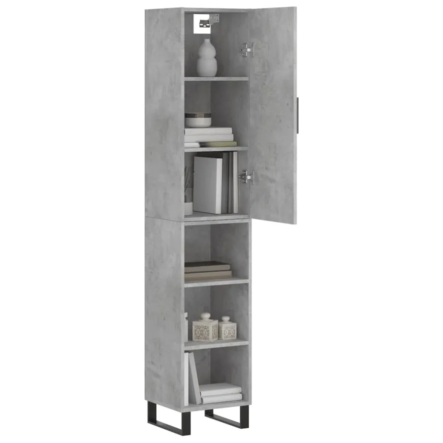 Buffet haut Gris béton 34,5x34x180 cm Bois d'ingénierie - 3