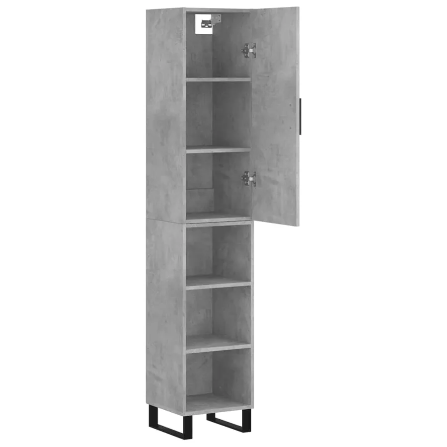 Buffet haut Gris béton 34,5x34x180 cm Bois d'ingénierie - 4