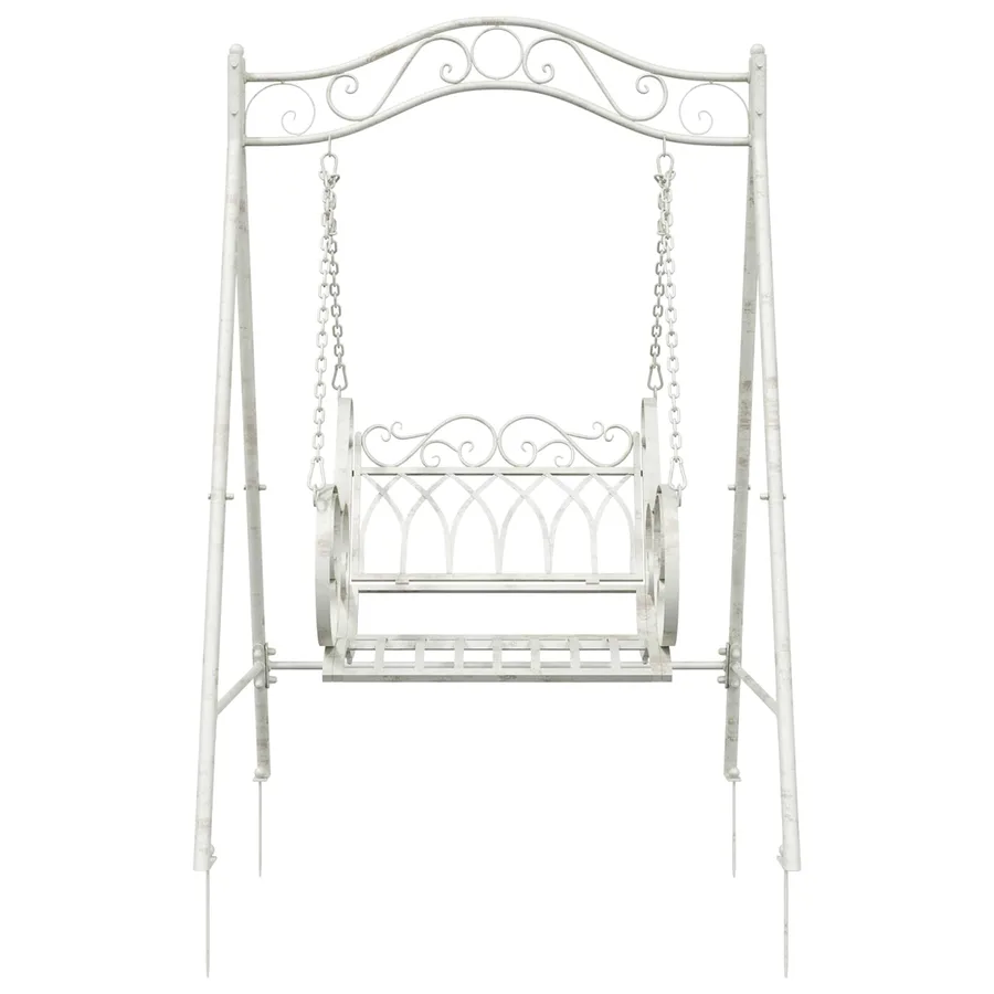 Banc Balançoire Acier 113 x 121,5 x 168 cm Blanc antique - 3