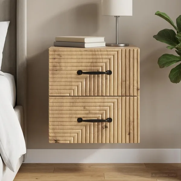 Cabinet de chevet mural Chêne artisanal 34,5 x 33 x 40 cm