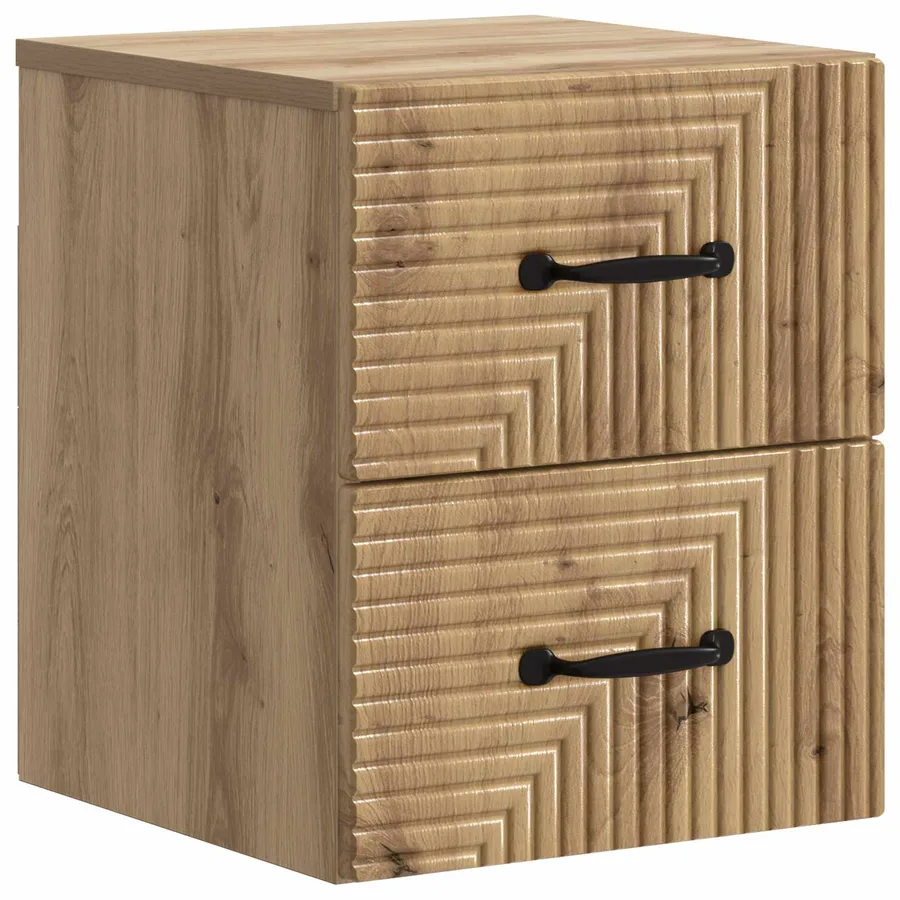 Cabinet de chevet mural Chêne artisanal 34,5 x 33 x 40 cm - 2