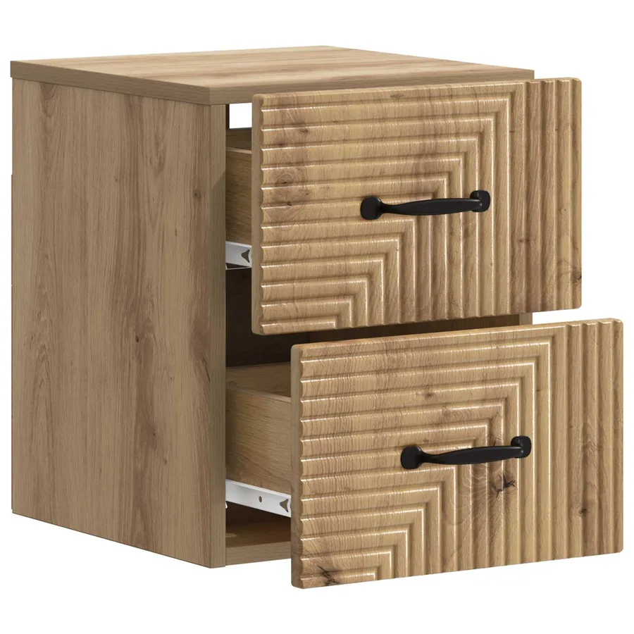 Cabinet de chevet mural Chêne artisanal 34,5 x 33 x 40 cm - 4