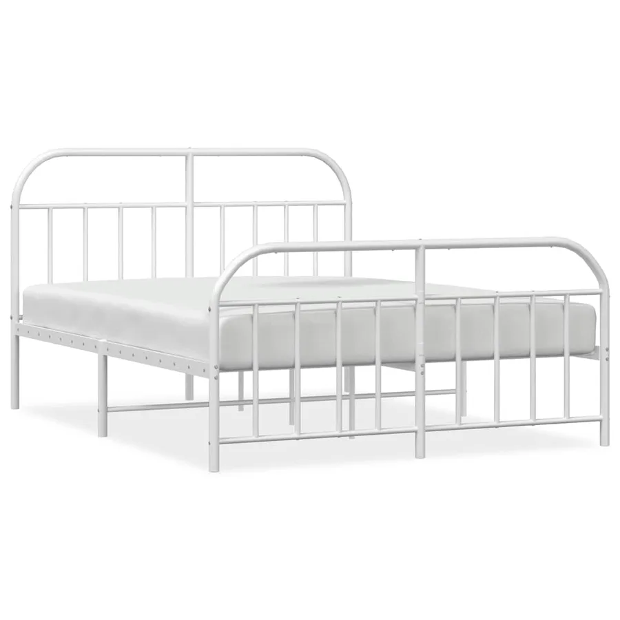 Cadre de lit métal sans matelas et pied de lit blanc 140x200 cm - 2