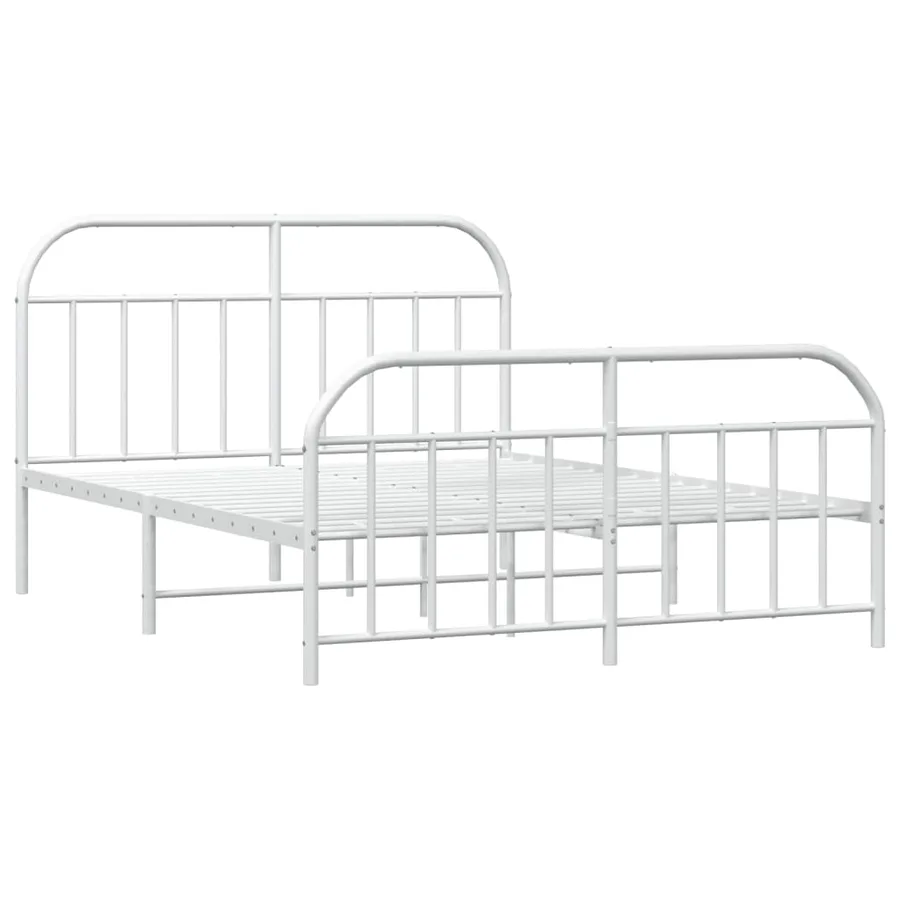 Cadre de lit métal sans matelas et pied de lit blanc 140x200 cm - 3