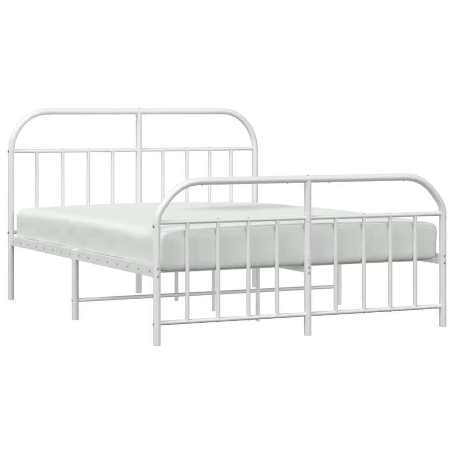 Cadre de lit métal sans matelas et pied de lit blanc 140x200 cm - 5