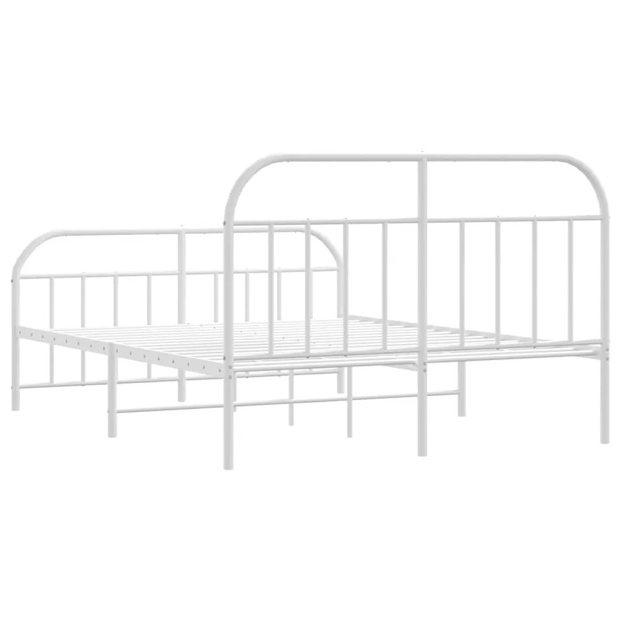 Cadre de lit métal sans matelas et pied de lit blanc 140x200 cm - 8