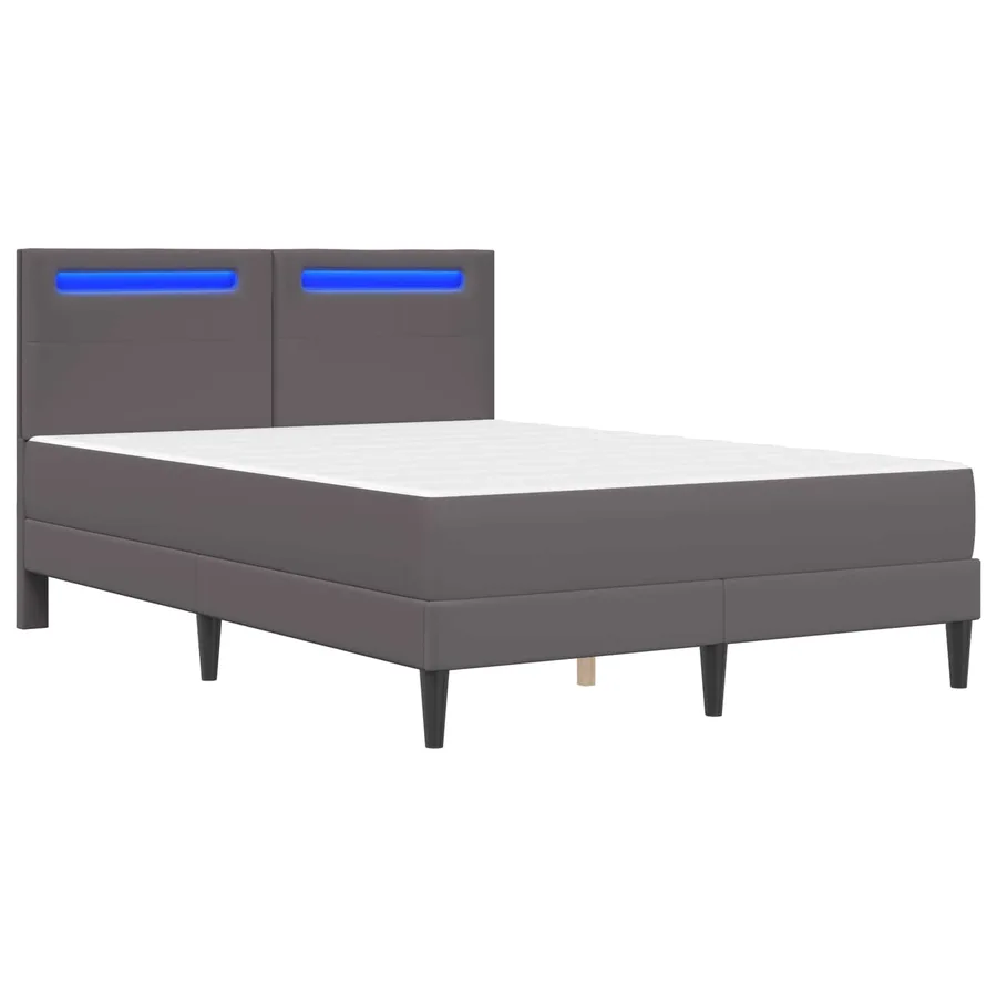 Cadre de lit avec bandes LED Gris 140 x 190 cm Simili cuir - 5