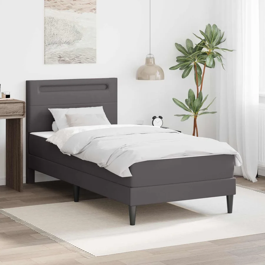 Cadre de lit avec bandes LED Gris 100 x 200 cm Simili cuir