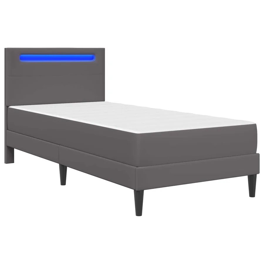 Cadre de lit avec bandes LED Gris 100 x 200 cm Simili cuir - 5