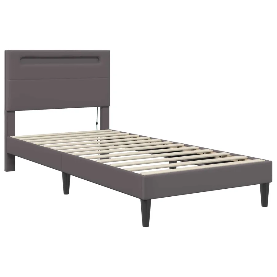 Cadre de lit avec bandes LED Gris 100 x 200 cm Simili cuir - 6
