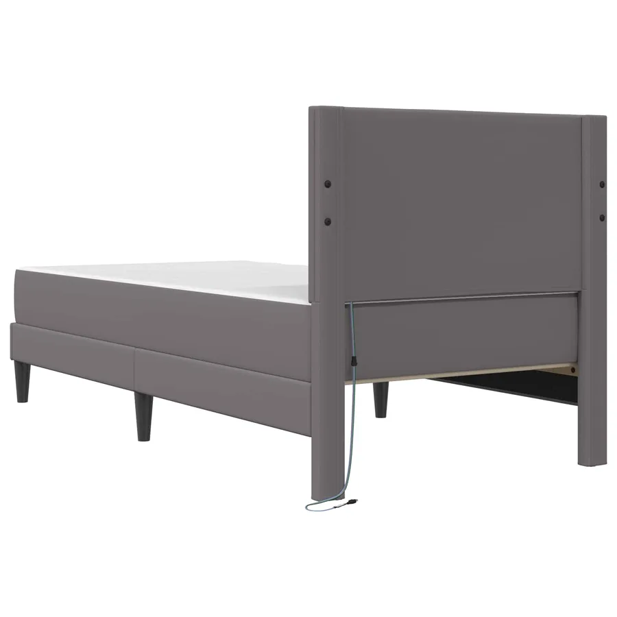 Cadre de lit avec bandes LED Gris 100 x 200 cm Simili cuir - 8