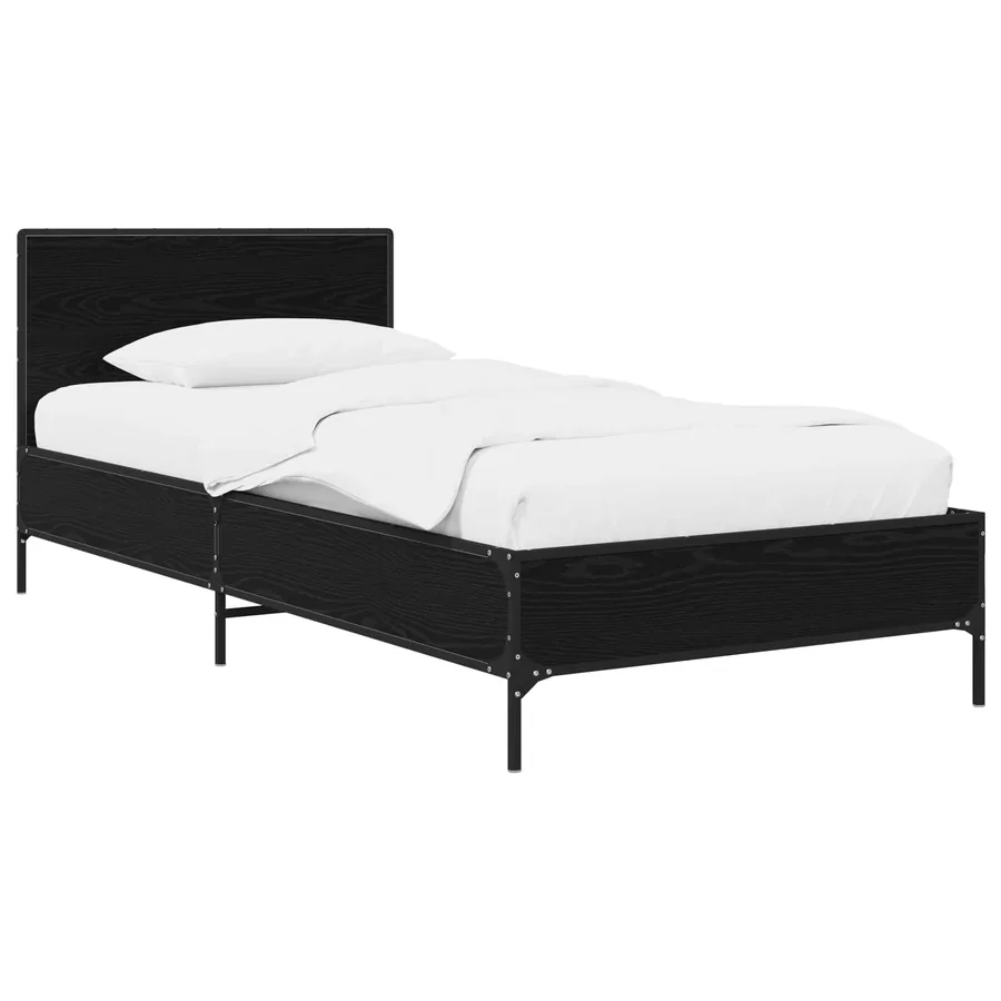 Cadre de lit avec tête de lit Chêne noir 80 x 200 cm
