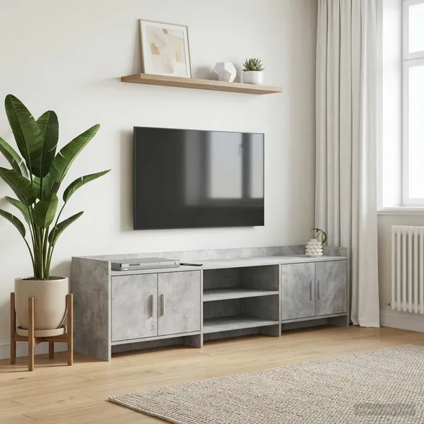 Meuble TV 168 x 33 x 47 cm Gris béton Bois d'ingénierie