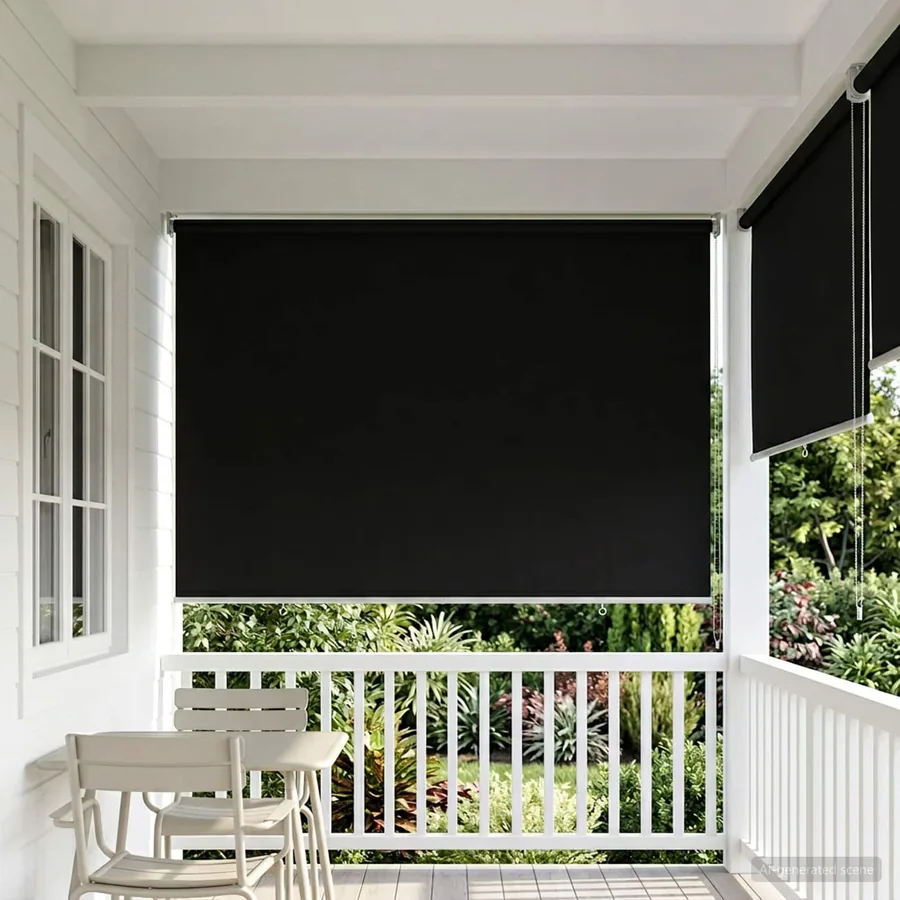 Store roulant extérieur protection UV Noir 125 x 140 cm (L x H)