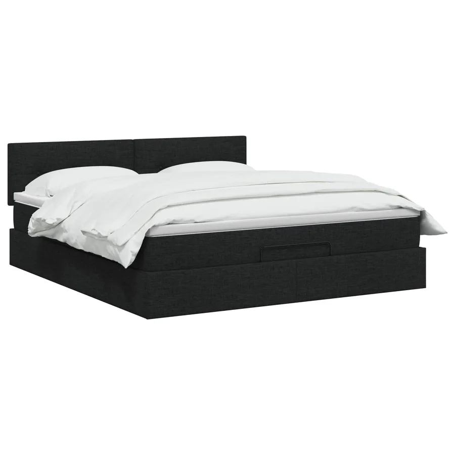 Lit ottoman avec matelas Noir 140 x 200 cm Tissu - 2