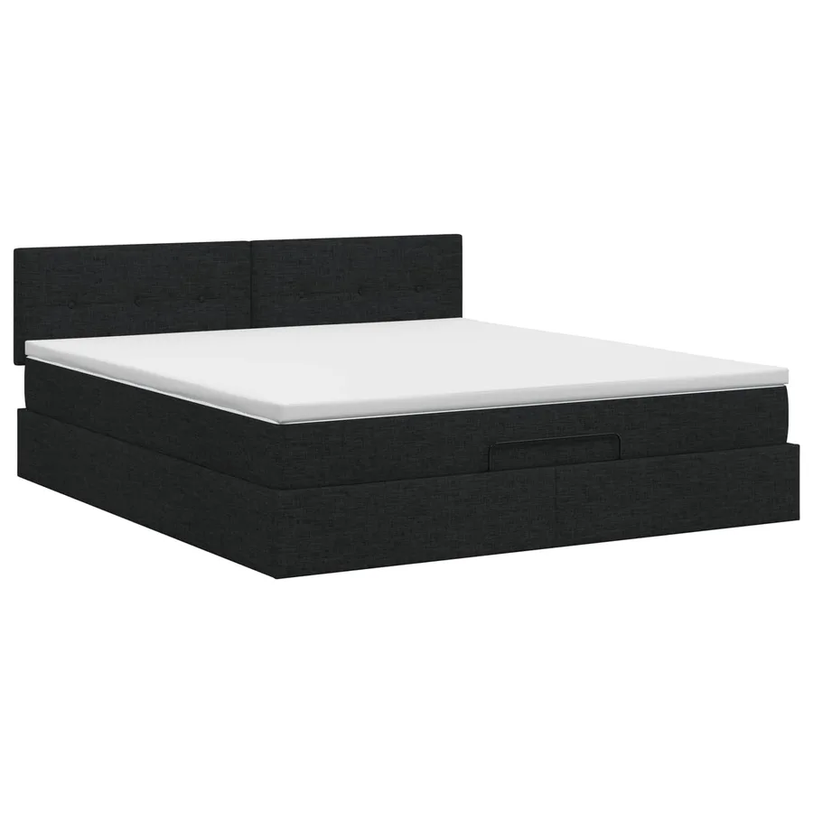 Lit ottoman avec matelas Noir 140 x 200 cm Tissu - 4