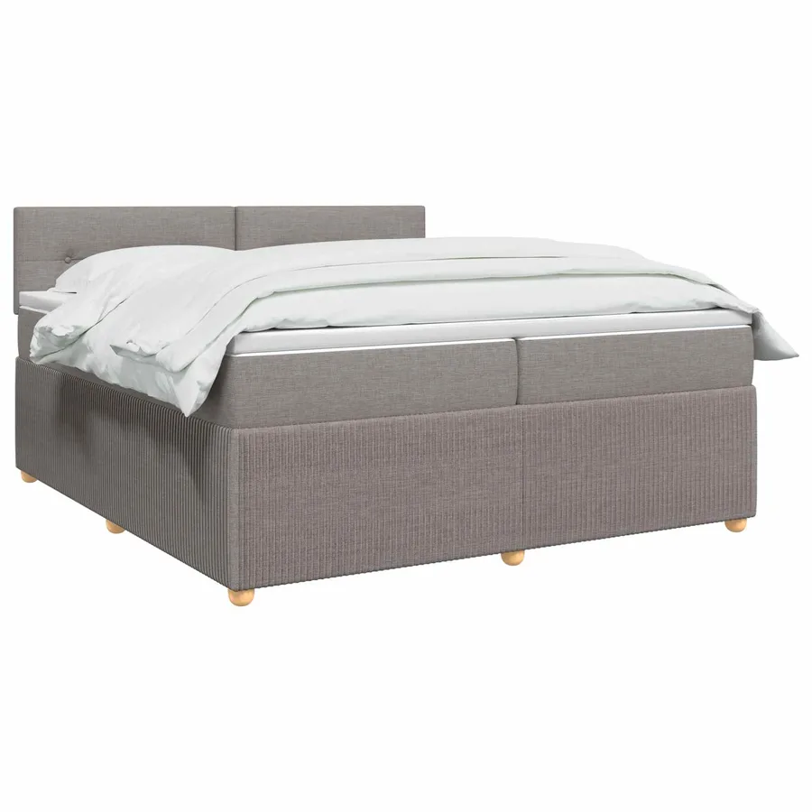 Lit boxspring avec matelas Taupe 200 x 200 cm Tissu - 2