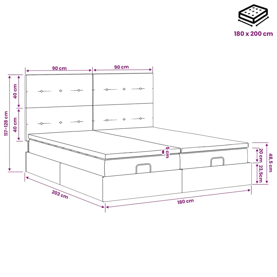 Lit ottoman avec matelas 2 pc Gris clair Velours - 12