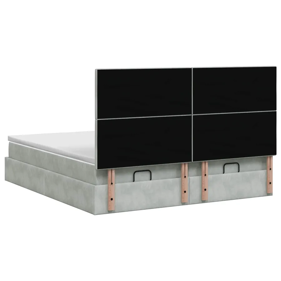 Lit ottoman avec matelas 2 pc Gris clair Velours - 9